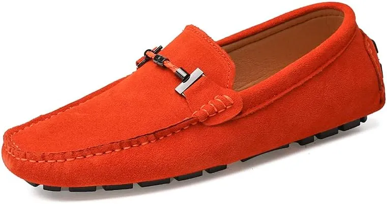 Men's Suede Leather Penny Loafers, Slip-on Driving Moccasins, Casual Flat Shoes, 10 Colors Options,Plus Big Sizes