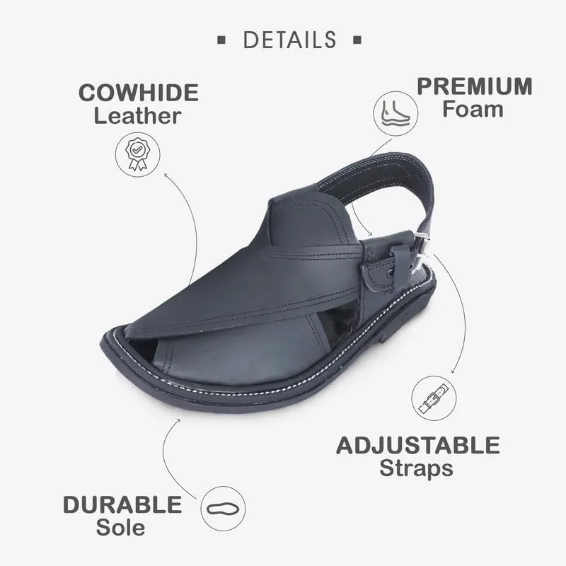 Mens Traditional Peshawari Chappal Double Sole Summer Stylish Genuine Cowhide Leather Sandal Comfortable Shoes for Men