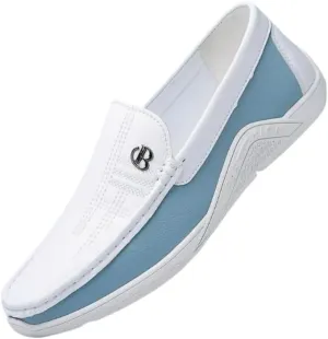 Men's Trendy Color Block Slip On Loafer Shoes, Comfy Non Slip Rubber Sole Casual Durable Walking Shoes, Men's Business Style Footwear