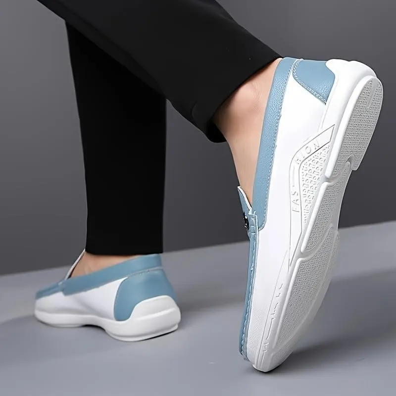 Men's Trendy Color Block Slip On Loafer Shoes, Comfy Non Slip Rubber Sole Casual Durable Walking Shoes, Men's Business Style Footwear