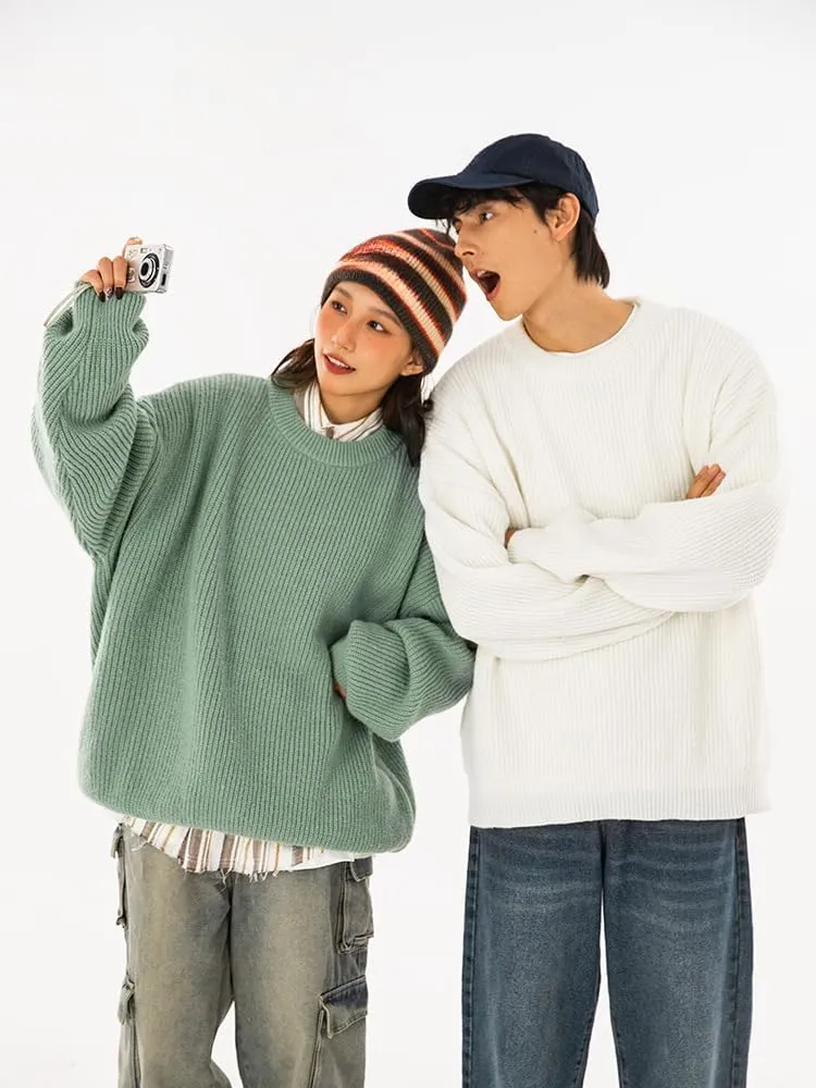 Men's Vintage Grandpa Aesthetic Sweaters Crewneck Knitted Sweatshirt Pullovers Y2K Grunge Clothing Korean Streetwear