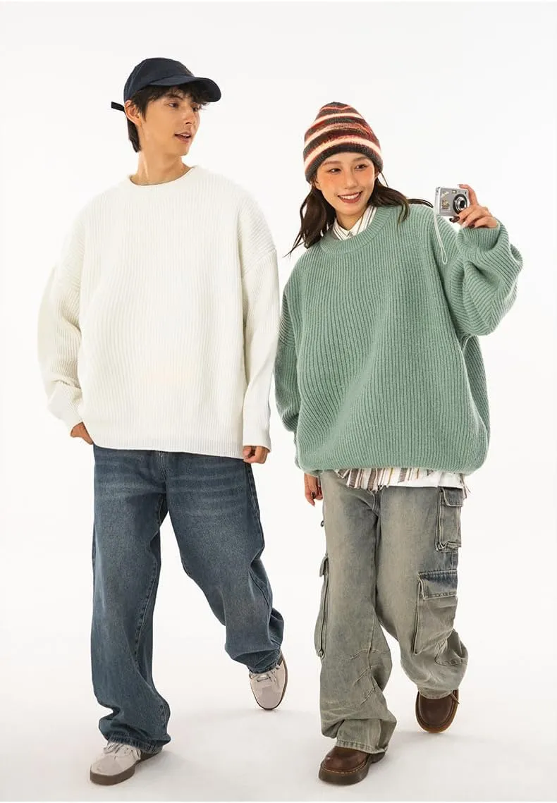 Men's Vintage Grandpa Aesthetic Sweaters Crewneck Knitted Sweatshirt Pullovers Y2K Grunge Clothing Korean Streetwear