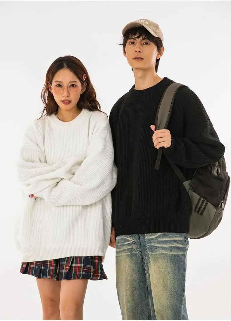 Men's Vintage Grandpa Aesthetic Sweaters Crewneck Knitted Sweatshirt Pullovers Y2K Grunge Clothing Korean Streetwear