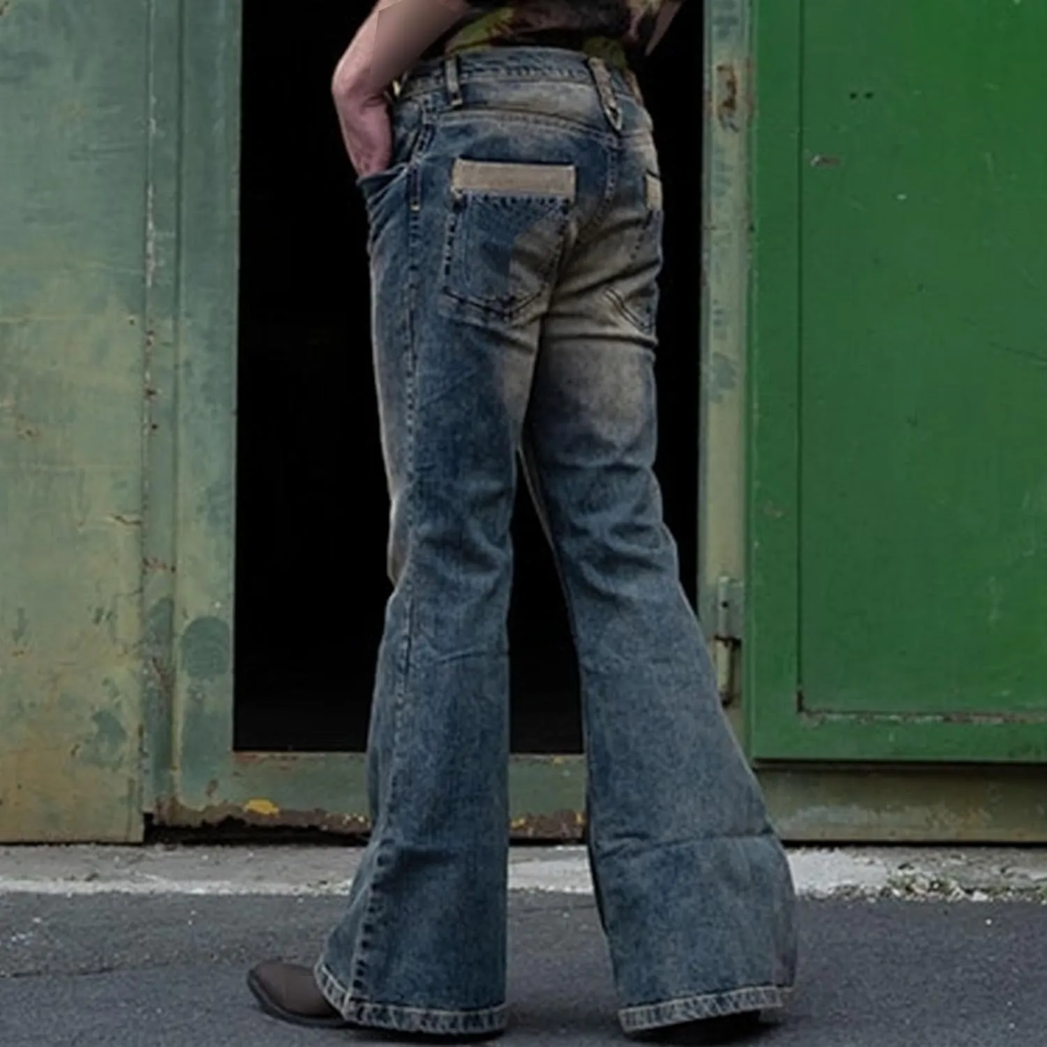 Mens Vintage Leg Disco Jeans Vintage Bell Bottom Men Denim Pants Stretch Retro Bell Flared 70s Jean Pants
