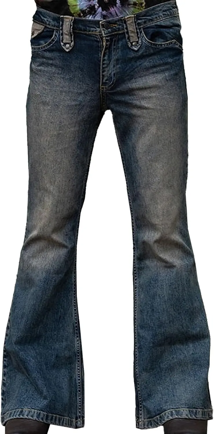 Mens Vintage Leg Disco Jeans Vintage Bell Bottom Men Denim Pants Stretch Retro Bell Flared 70s Jean Pants