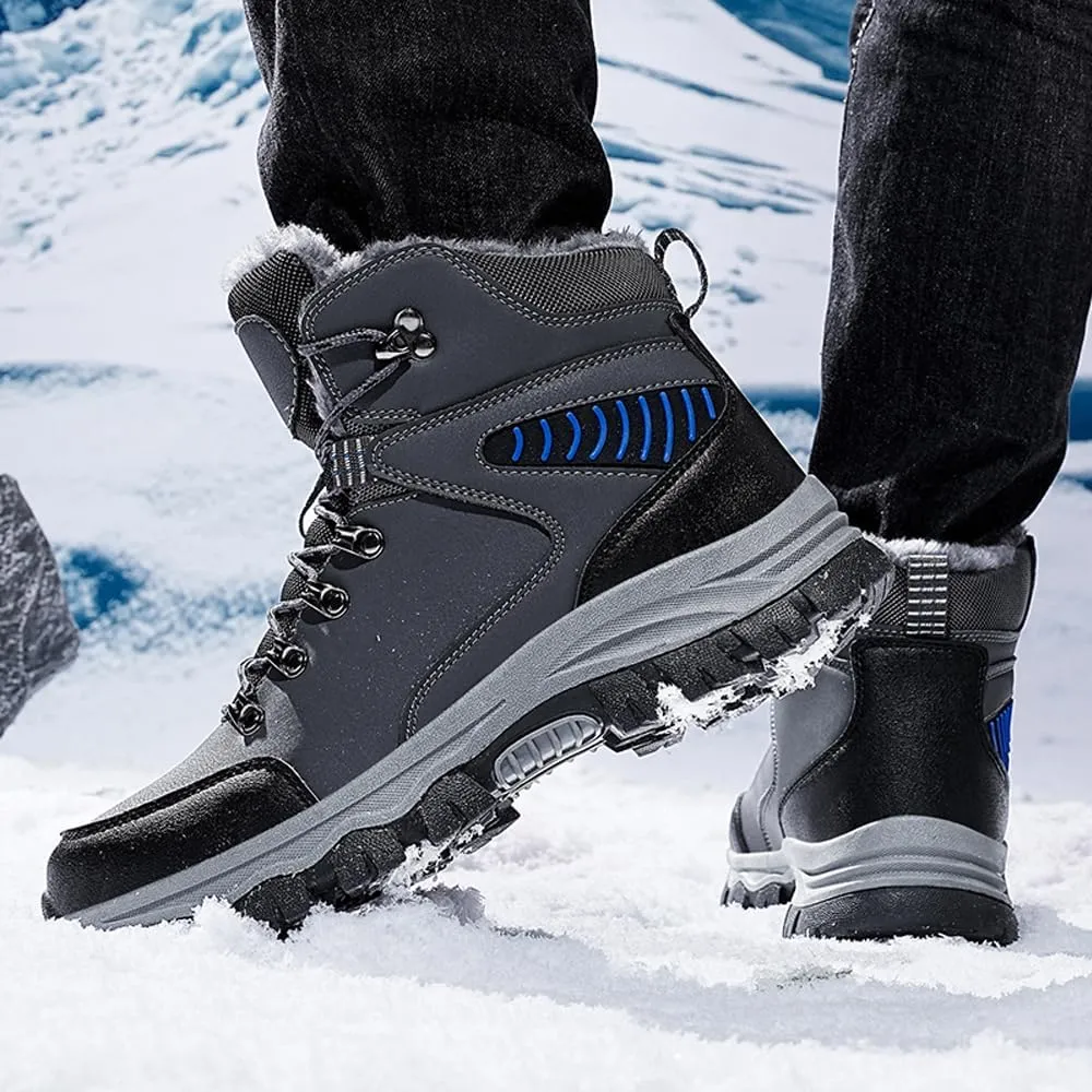 Men's Warm Winter Snow Boots for Hiking: Water Resistant Work Ankle Shoes for Outdoor - Non Slip Trekking Boot for Men