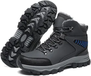 Men's Warm Winter Snow Boots for Hiking: Water Resistant Work Ankle Shoes for Outdoor - Non Slip Trekking Boot for Men