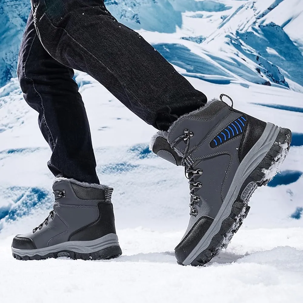 Men's Warm Winter Snow Boots for Hiking: Water Resistant Work Ankle Shoes for Outdoor - Non Slip Trekking Boot for Men