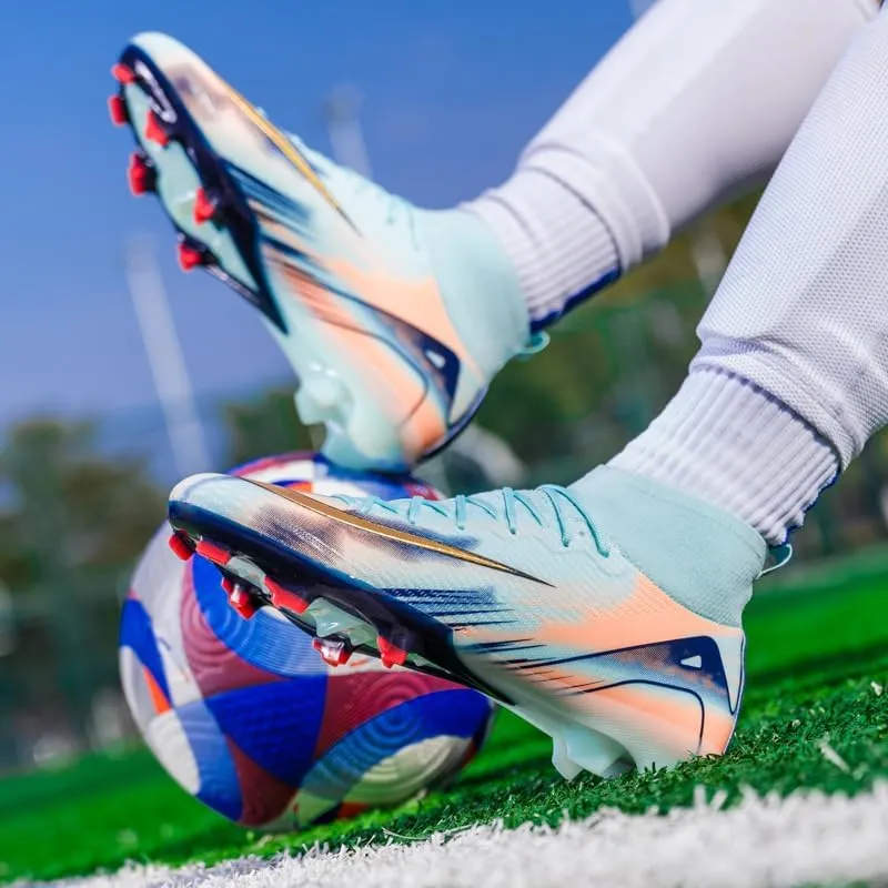 Men's Womens Soccer Shoes Cleats Professional High-Top Breathable Athletic Football Boots for Outdoor Indoor TF/AG 3US-11US