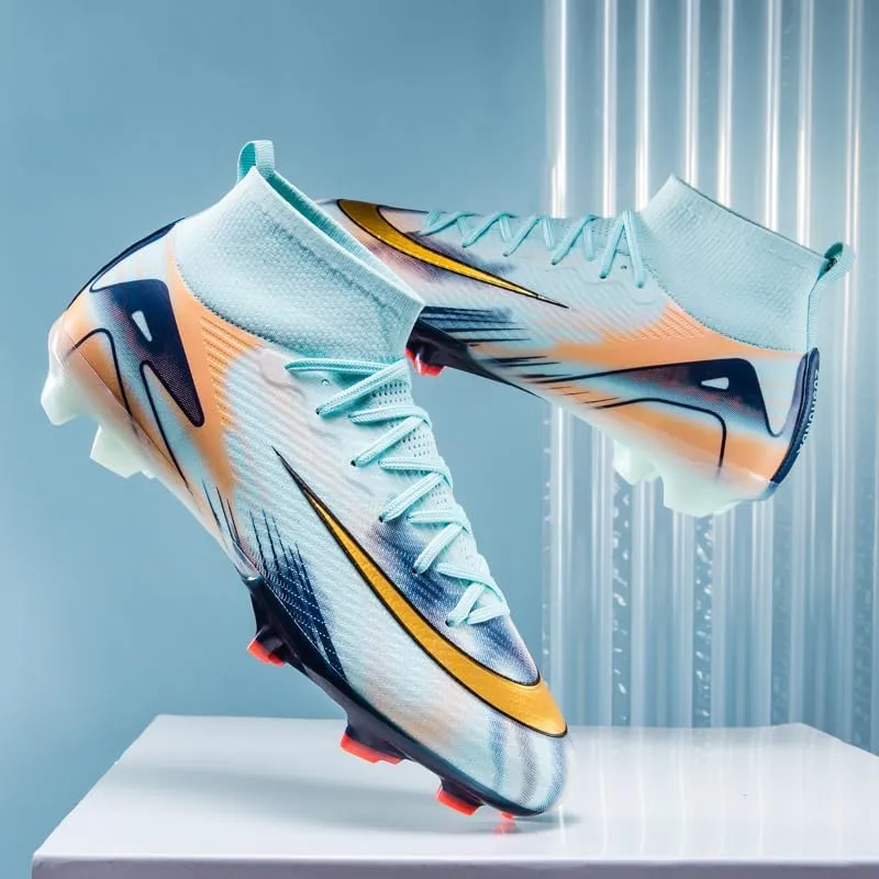 Men's Womens Soccer Shoes Cleats Professional High-Top Breathable Athletic Football Boots for Outdoor Indoor TF/AG 3US-11US