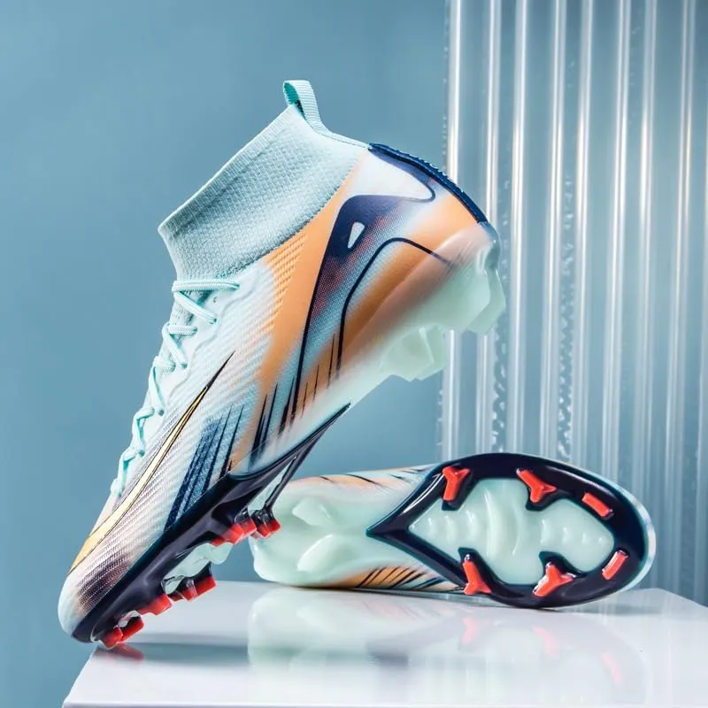 Men's Womens Soccer Shoes Cleats Professional High-Top Breathable Athletic Football Boots for Outdoor Indoor TF/AG 3US-11US