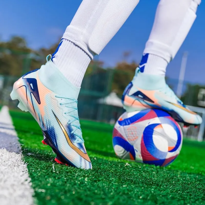 Men's Womens Soccer Shoes Cleats Professional High-Top Breathable Athletic Football Boots for Outdoor Indoor TF/AG 3US-11US