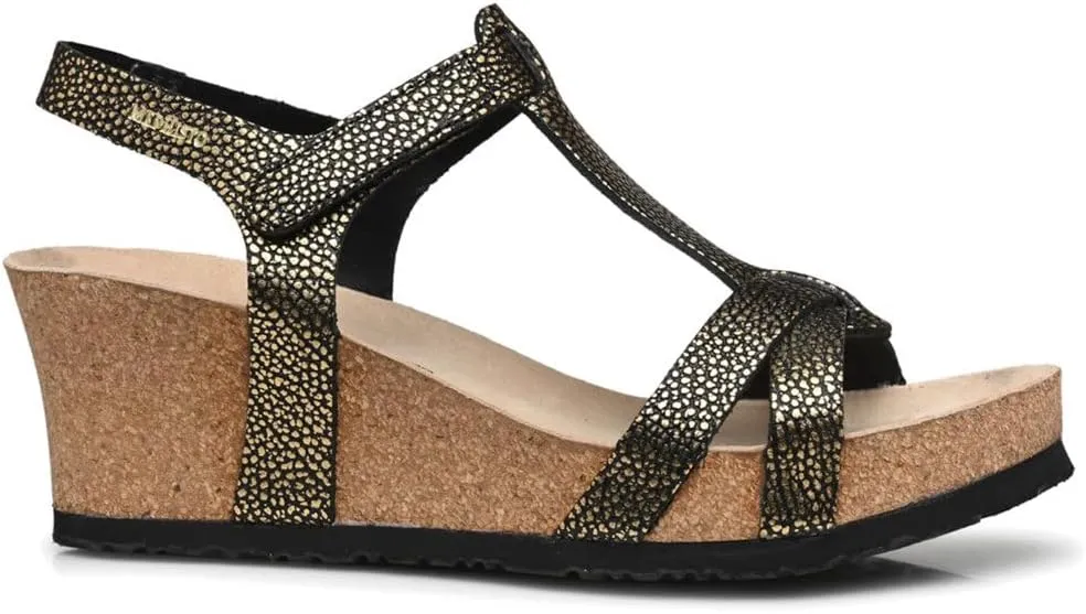 Mephisto Womens Liviane Metallic Leather Sandals