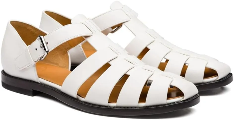 Mexican Sandals Leather Woven Huaraches for Men Wide Width Dressy Water Sandals No Slip Low Heel Round Toe Loafers Slip On Shower Shoes Waterproof Casual Comfort Walking Slides Summer Party Vacation