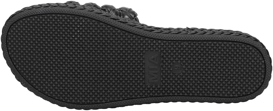 MIA Womens Bri Braided Platform Slide Casual Sandals Casual - Black