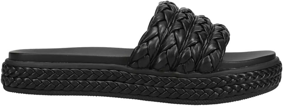MIA Womens Bri Braided Platform Slide Casual Sandals Casual - Black