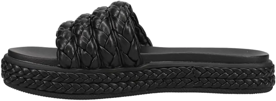 MIA Womens Bri Braided Platform Slide Casual Sandals Casual - Black