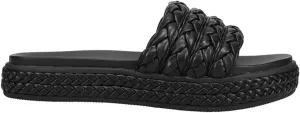 MIA Womens Bri Braided Platform Slide Casual Sandals Casual - Black