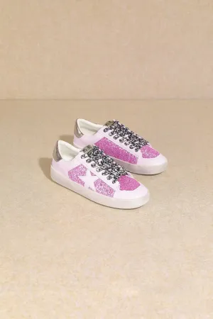 Mi.iM Alex Rubber Sole Lace-up Glitter Leather Star Sneakers