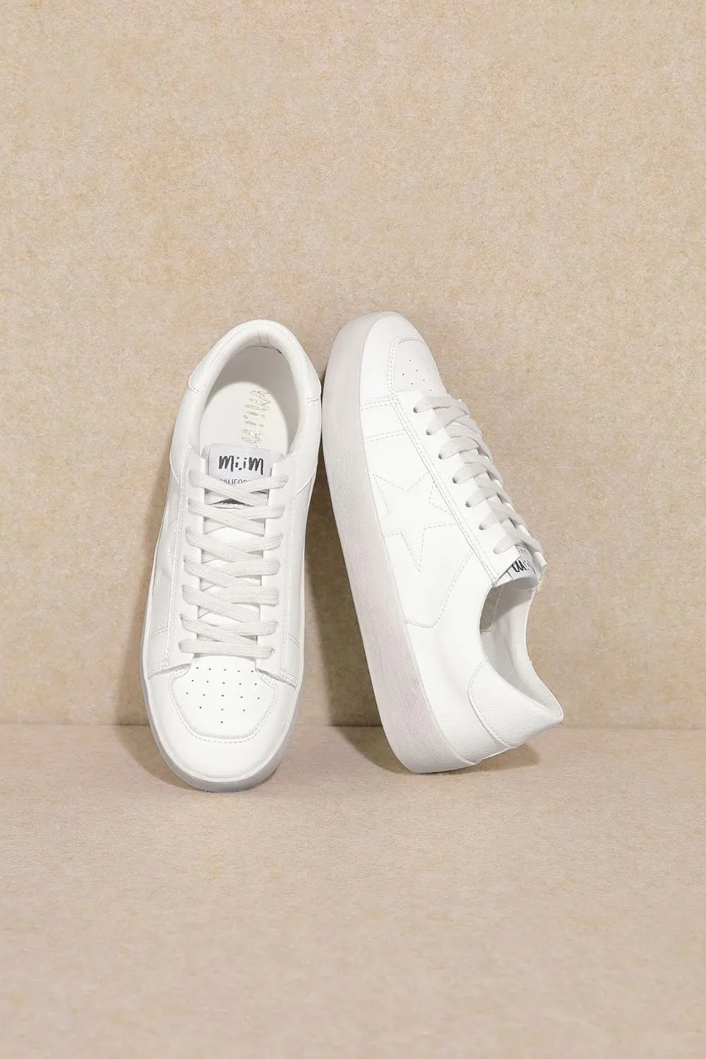 Mi.iM Alex Rubber Sole Lace-up Glitter Leather Star Sneakers