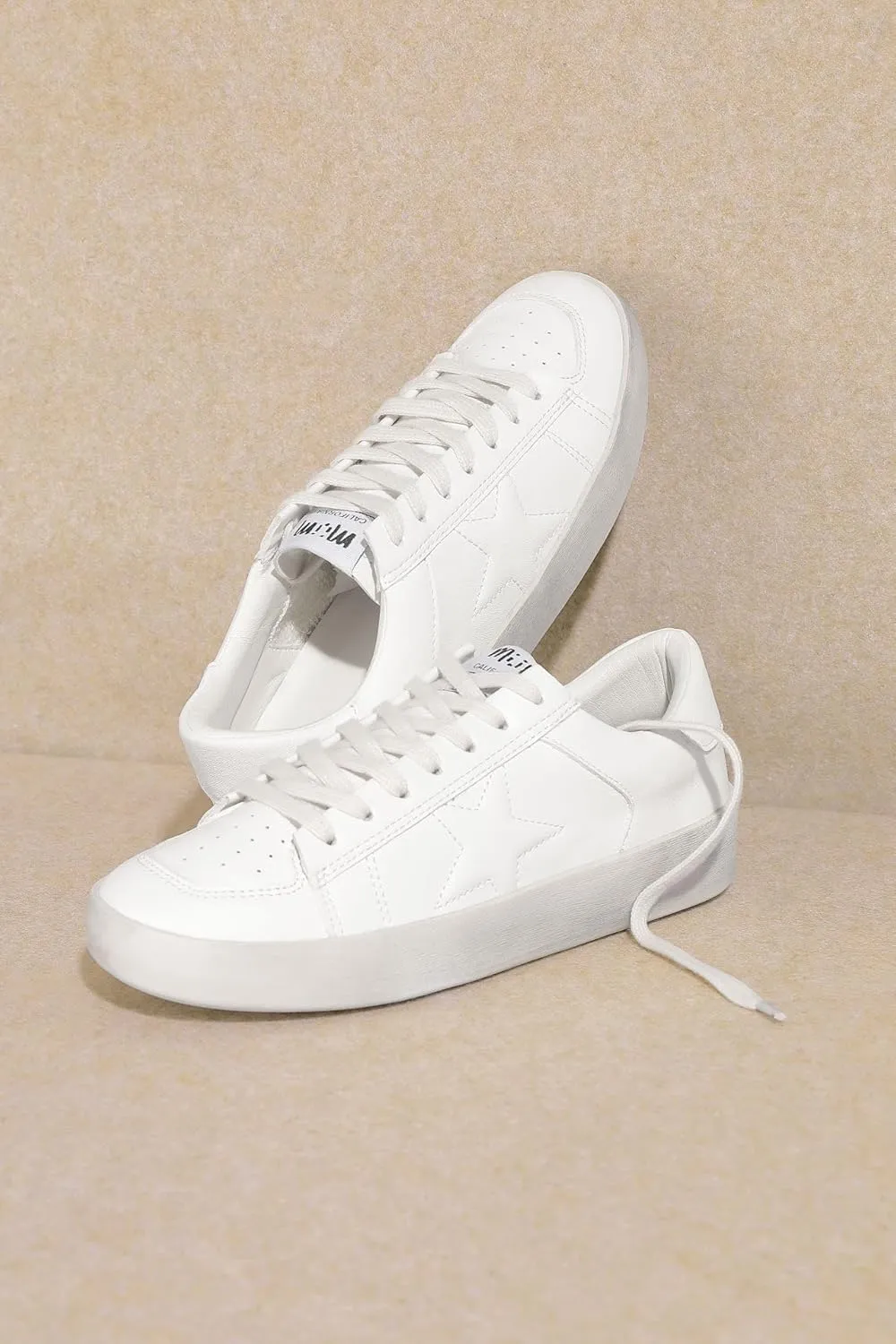 Mi.iM Alex Rubber Sole Lace-up Glitter Leather Star Sneakers