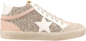 Mi.iM Daisy Rubber Sole Lace-up Glitter Suede Mid Star Sneakers