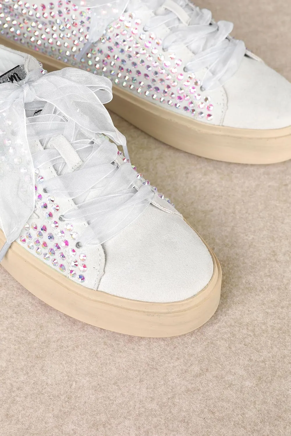 Mi.iM Gaby Rubber Sole Lace-up Snake Print Suede Star Sneakers
