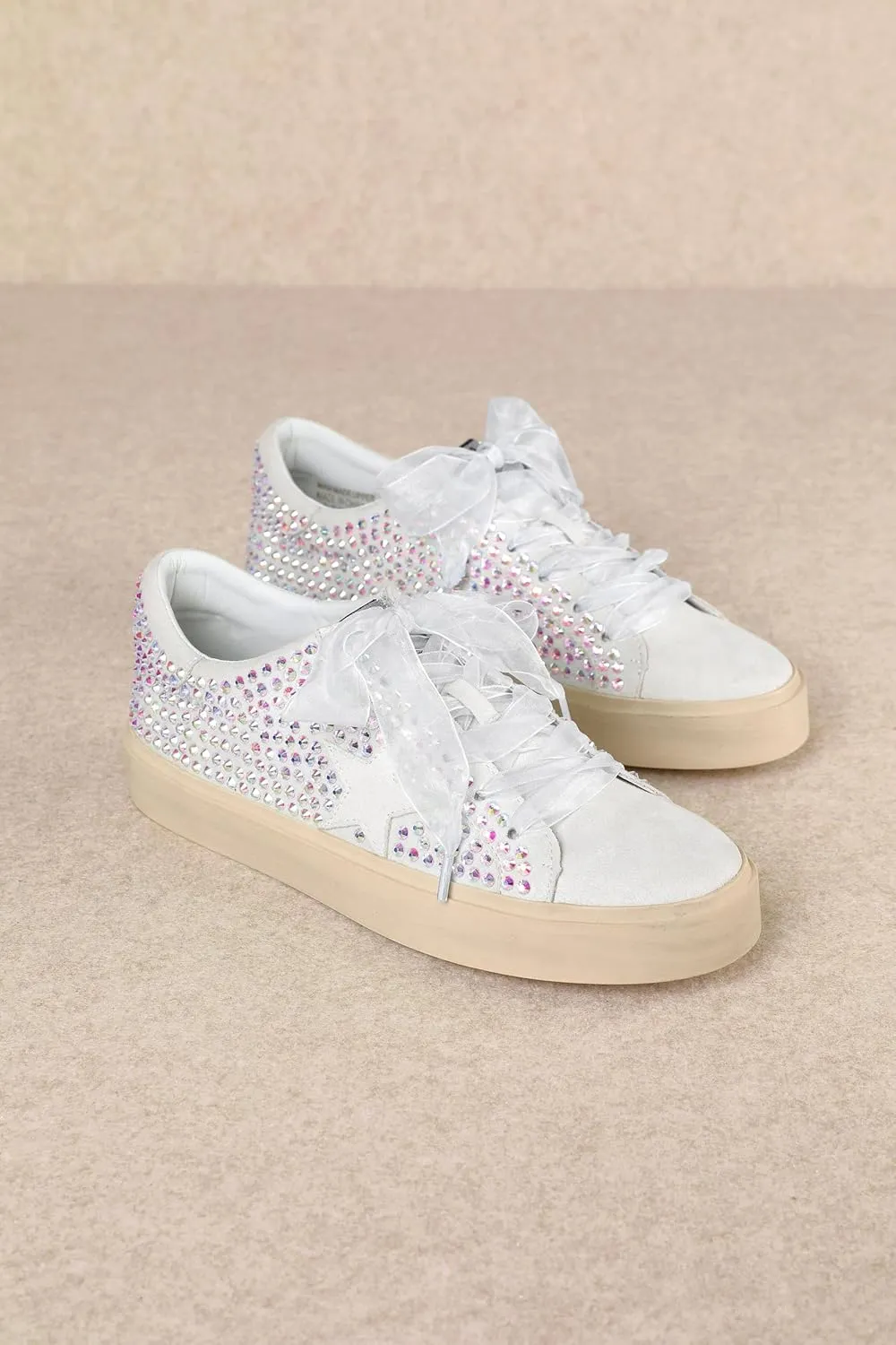 Mi.iM Gaby Rubber Sole Lace-up Snake Print Suede Star Sneakers