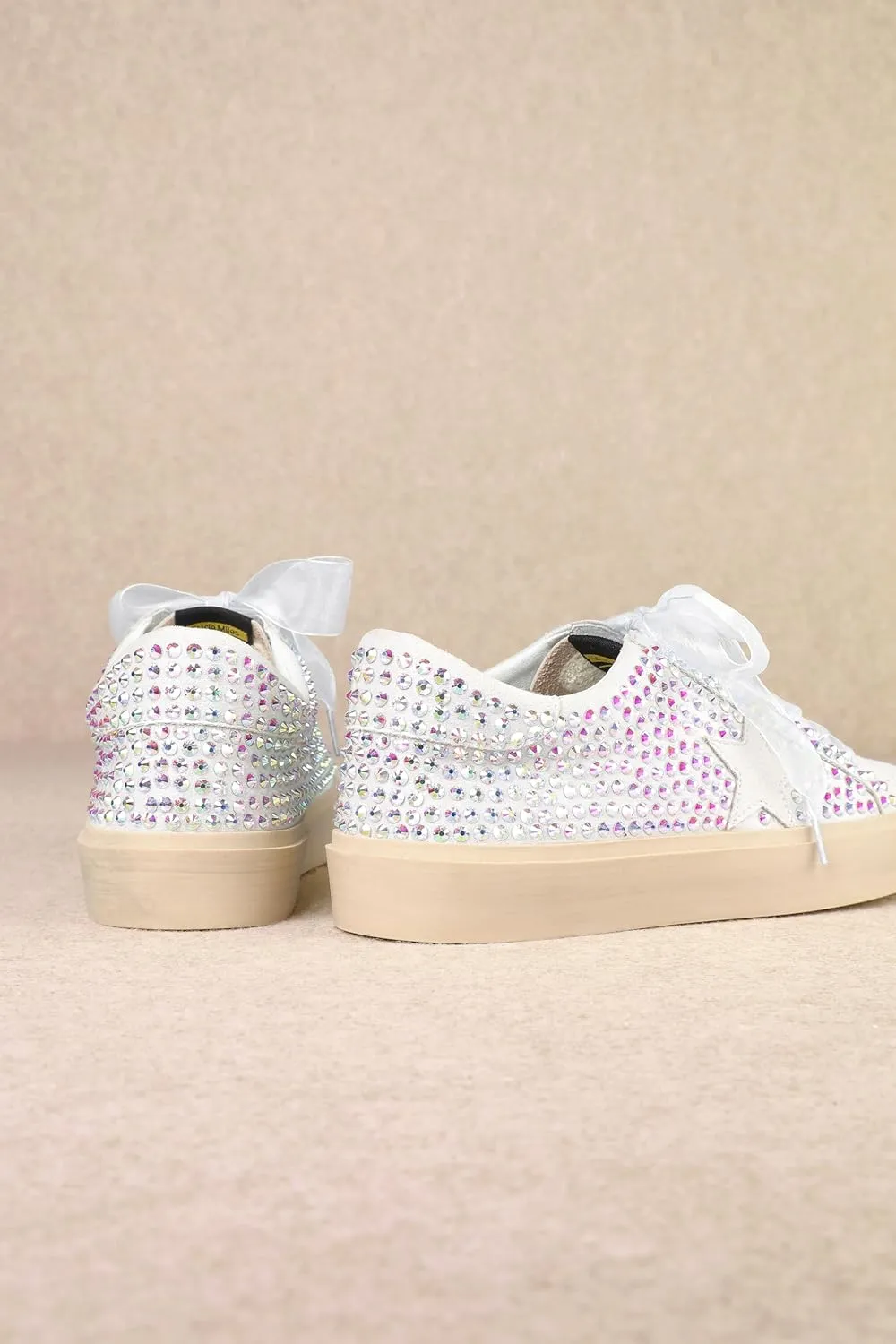 Mi.iM Gaby Rubber Sole Lace-up Snake Print Suede Star Sneakers