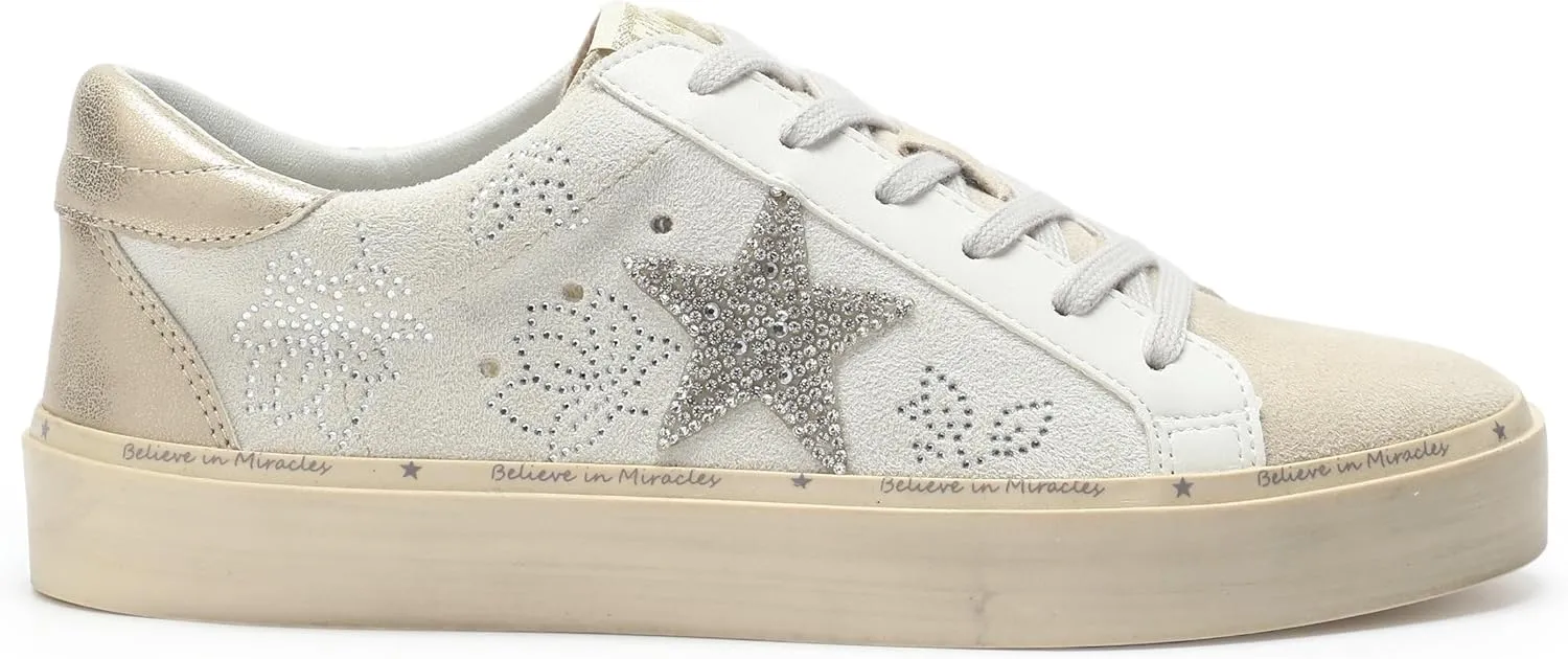 Mi.iM Gaby Rubber Sole Lace-up Snake Print Suede Star Sneakers