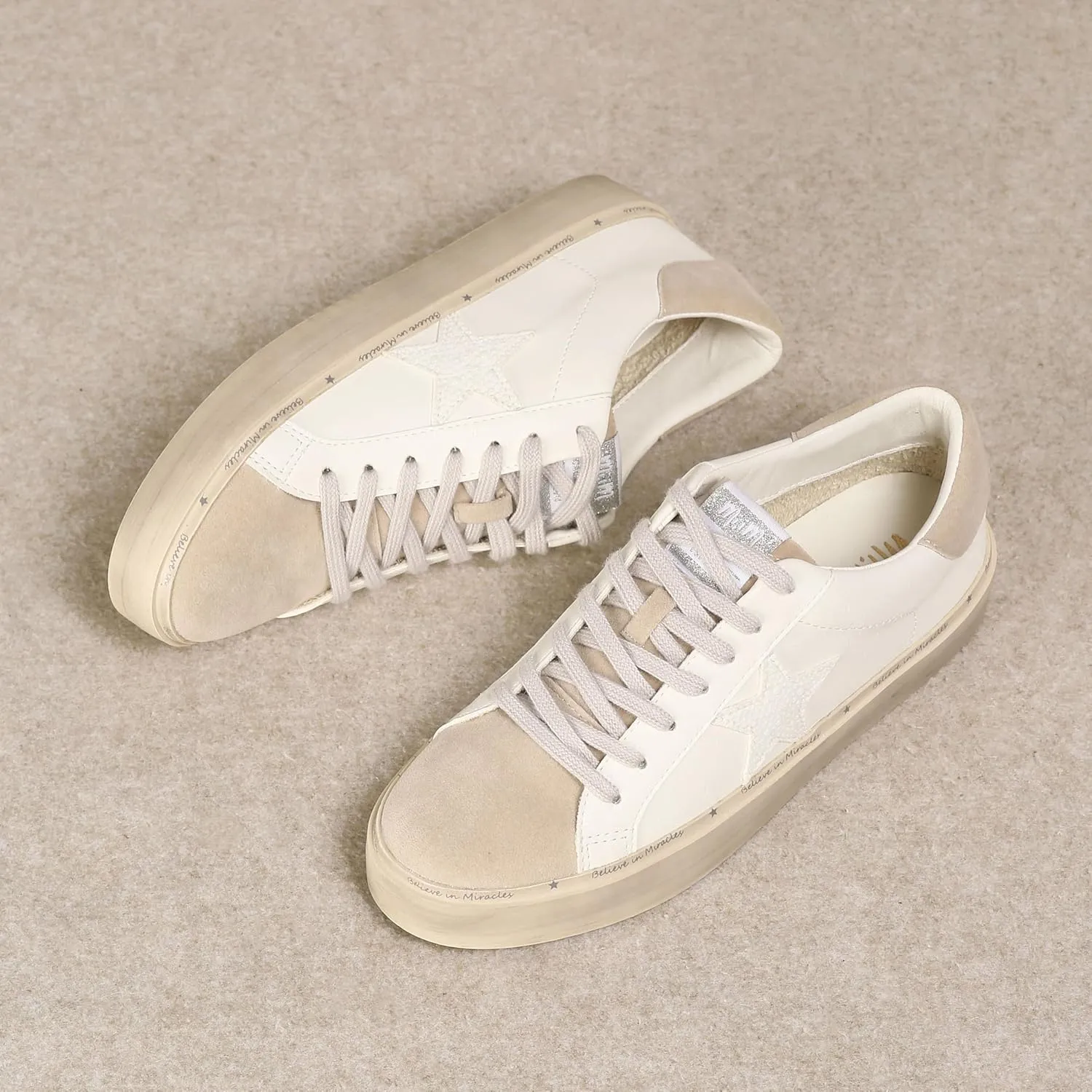 Mi.iM Gaby Rubber Sole Lace-up Snake Print Suede Star Sneakers