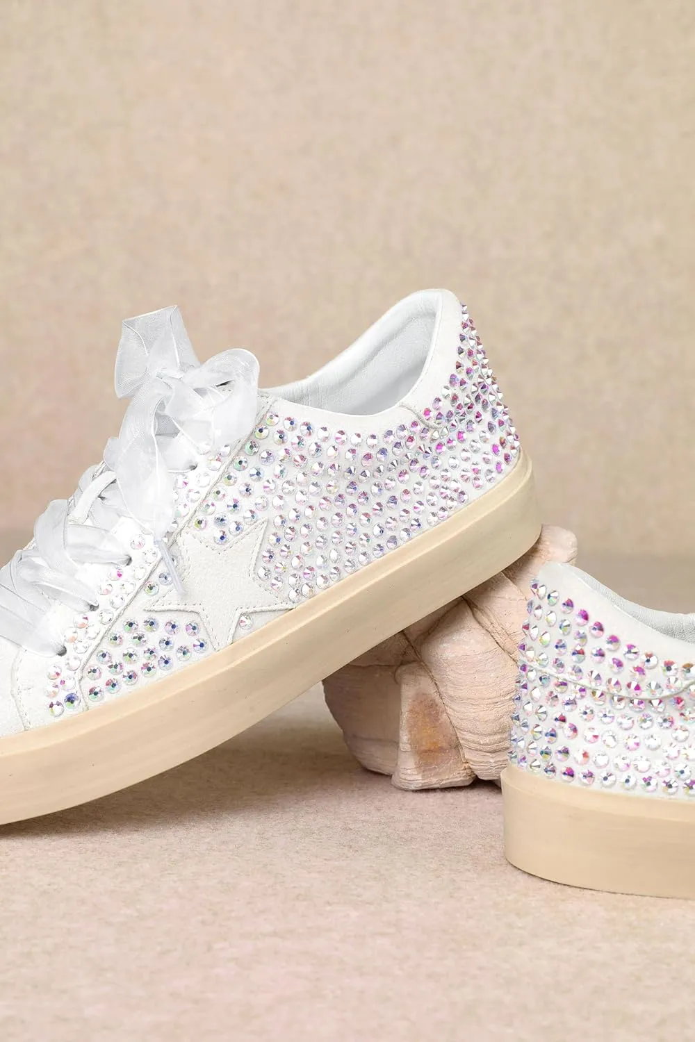 Mi.iM Gaby Rubber Sole Lace-up Snake Print Suede Star Sneakers