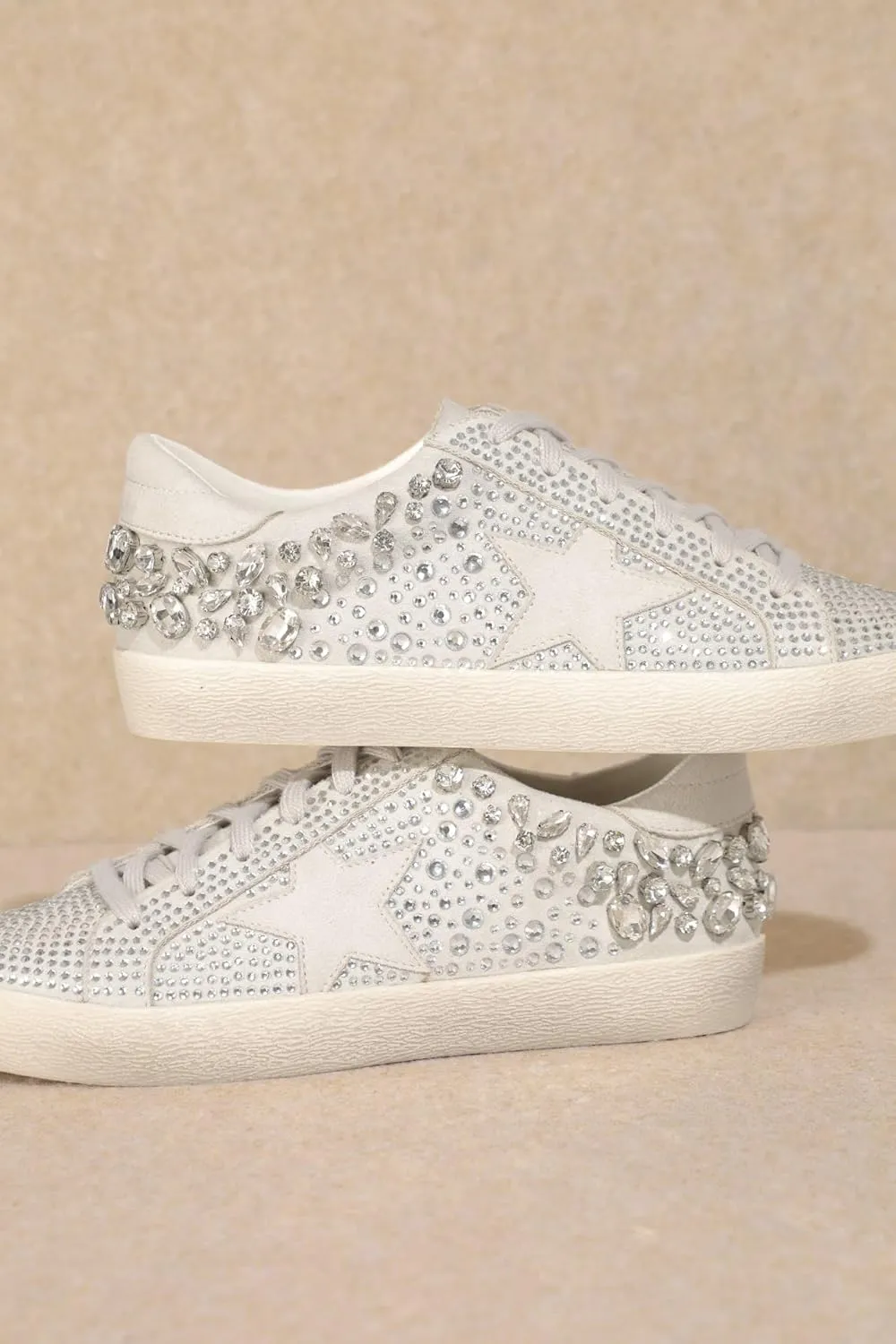 Mi.iM Goldie Rubber Sole Lace-up Rhinestone Star Sneakers