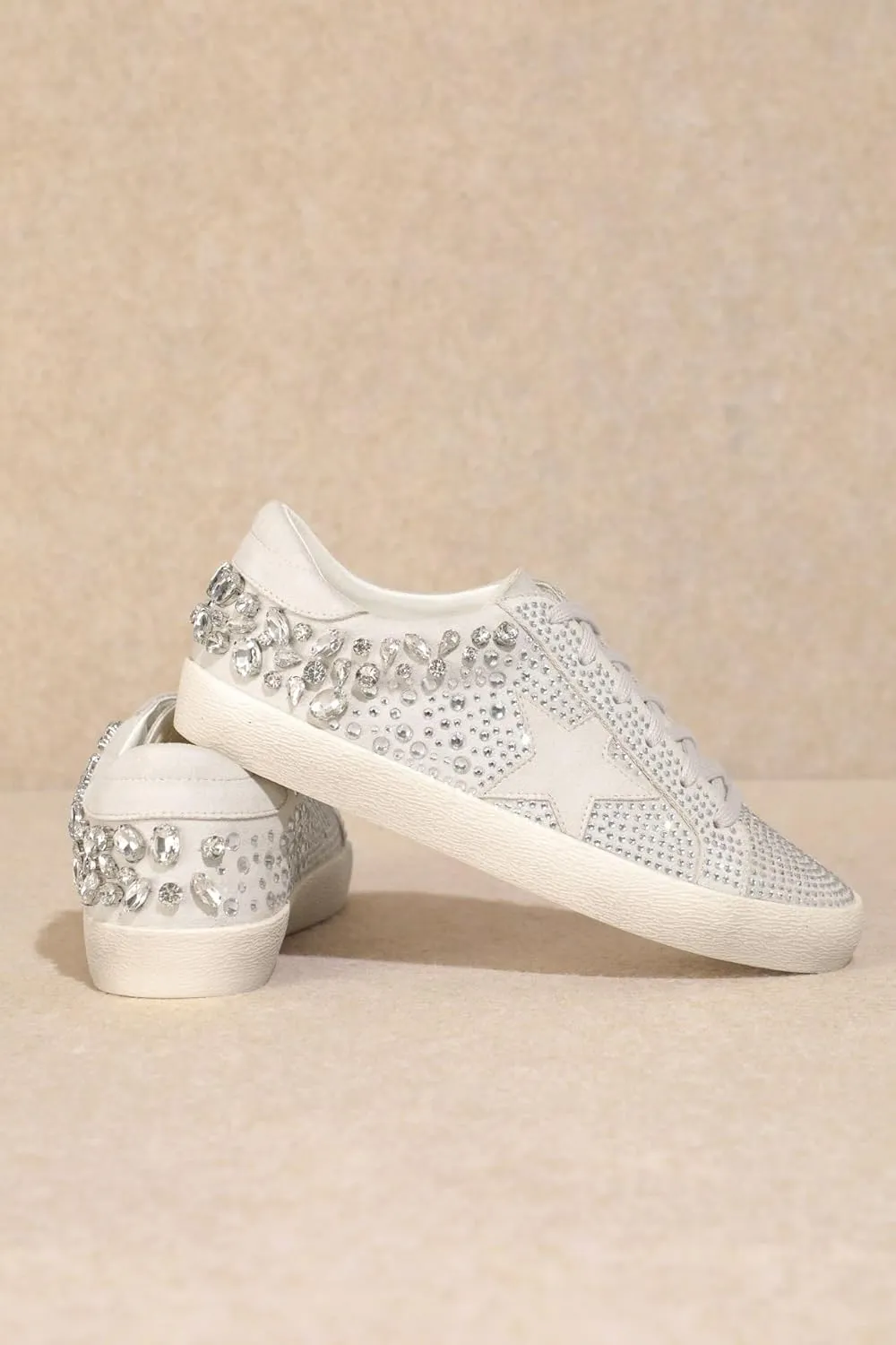 Mi.iM Goldie Rubber Sole Lace-up Rhinestone Star Sneakers