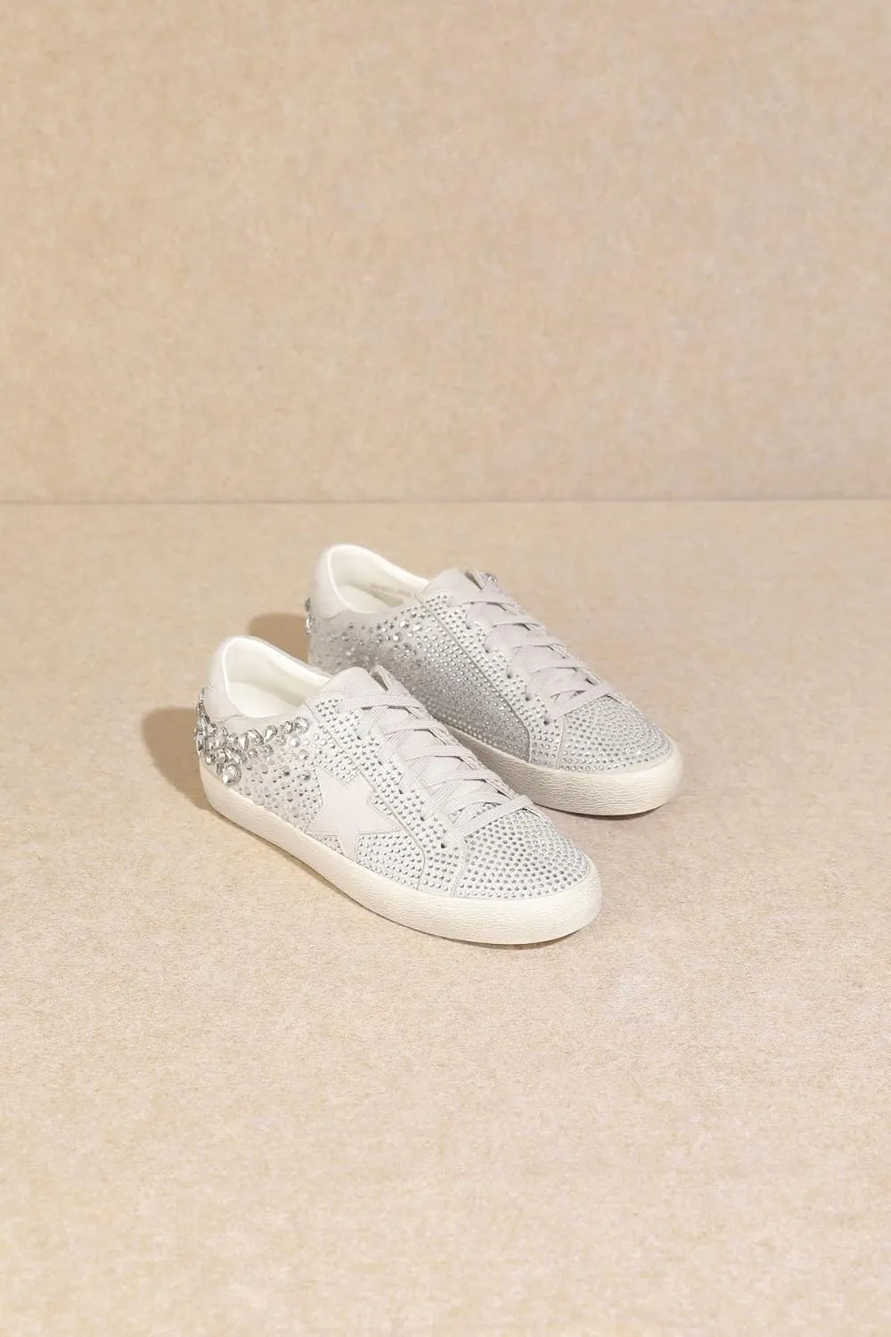 Mi.iM Goldie Rubber Sole Lace-up Rhinestone Star Sneakers