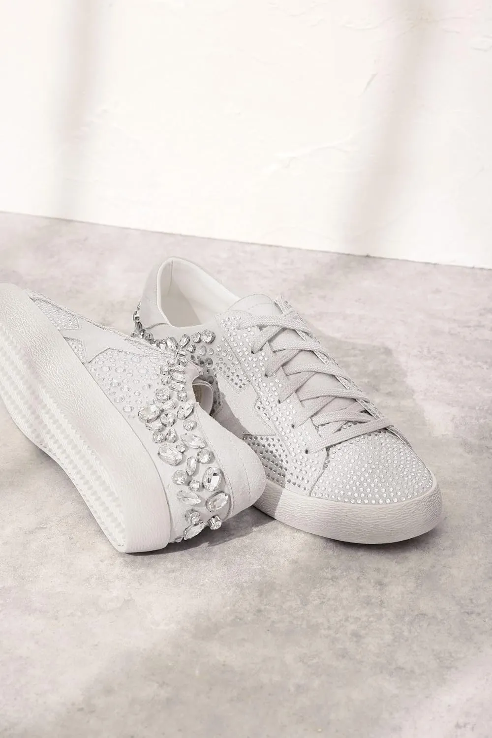Mi.iM Goldie Rubber Sole Lace-up Rhinestone Star Sneakers