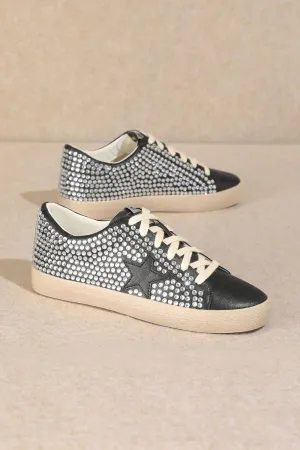 Mi.iM Joann Rubber Sole Lace-up Rhinestone Suede Star Sneakers
