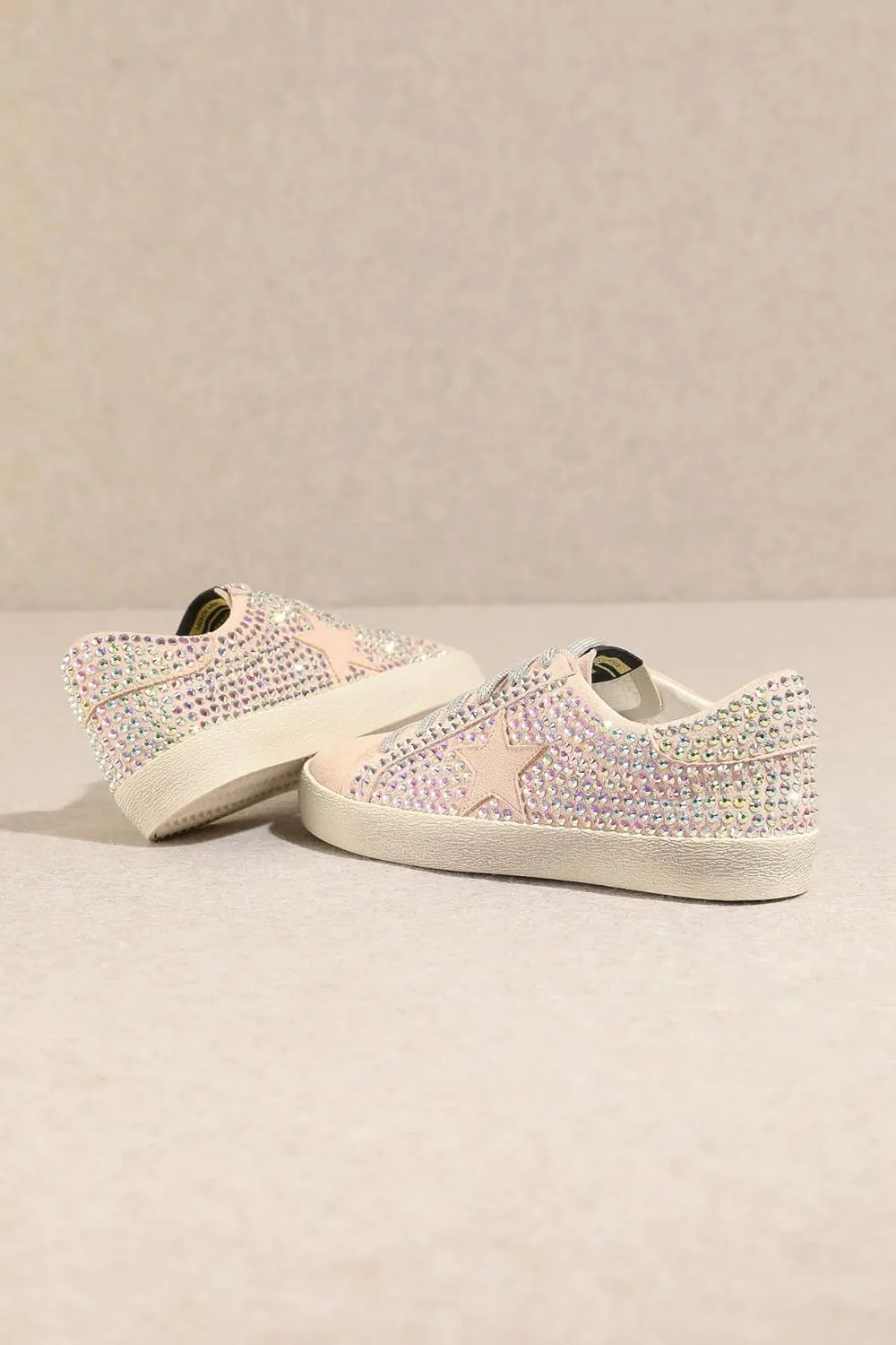 Mi.iM Joann Rubber Sole Lace-up Rhinestone Suede Star Sneakers