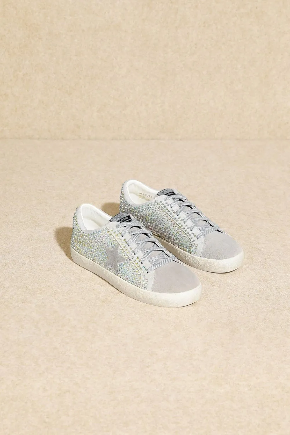 Mi.iM Joann Rubber Sole Lace-up Rhinestone Suede Star Sneakers