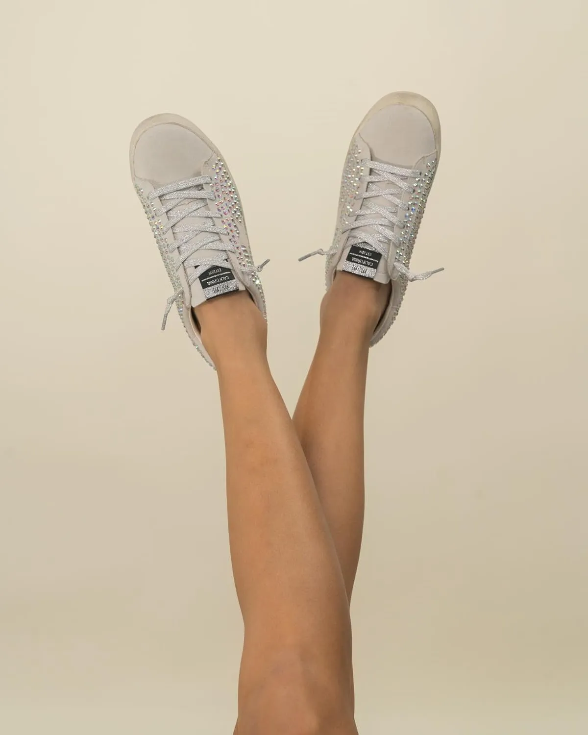 Mi.iM Joann Rubber Sole Lace-up Rhinestone Suede Star Sneakers