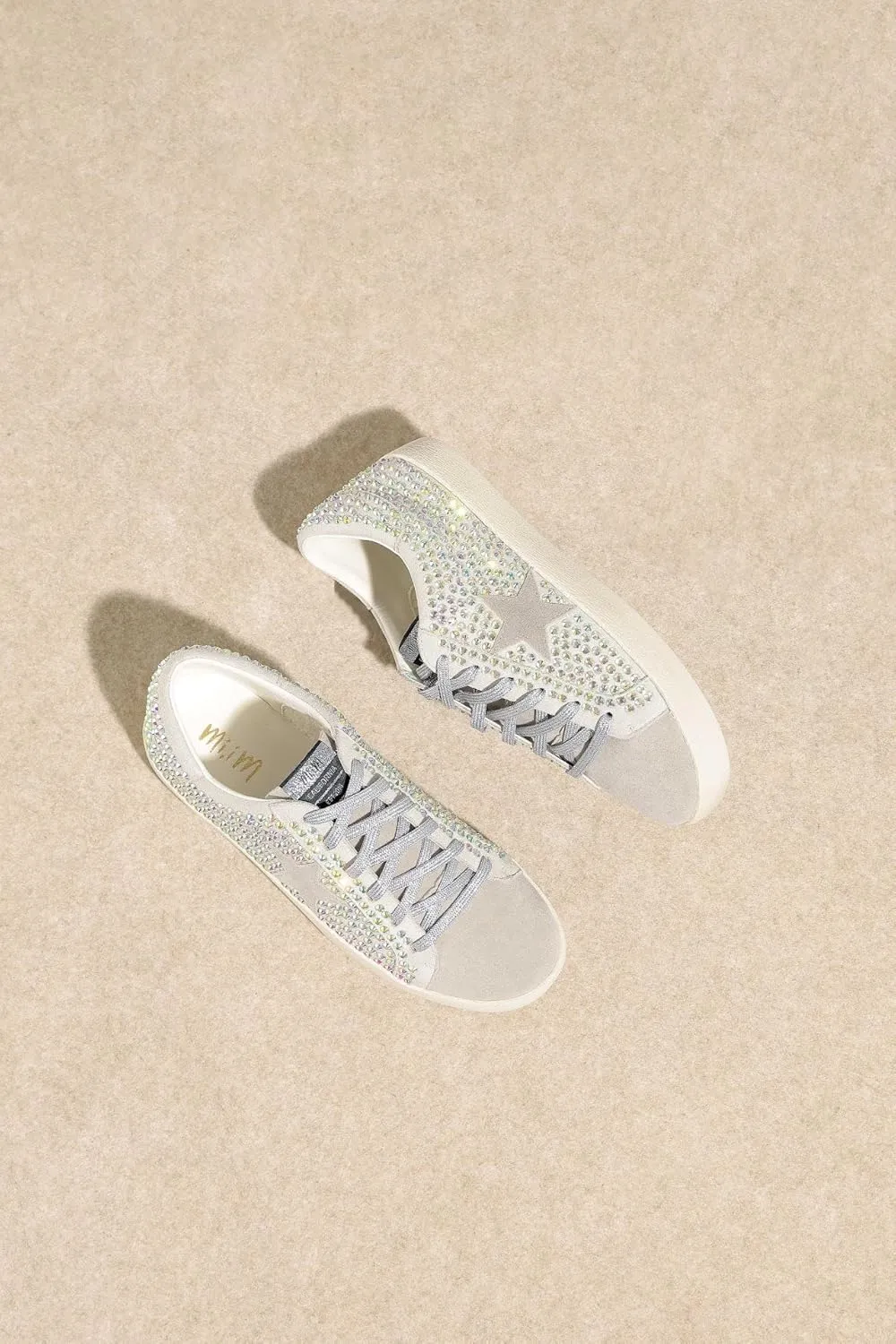 Mi.iM Joann Rubber Sole Lace-up Rhinestone Suede Star Sneakers