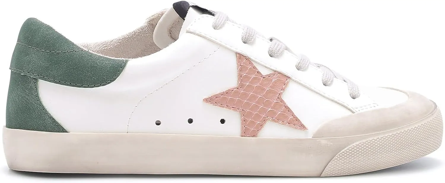 Mi.iM Sadie Rubber Sole Lace-up Leather Star Sneakers