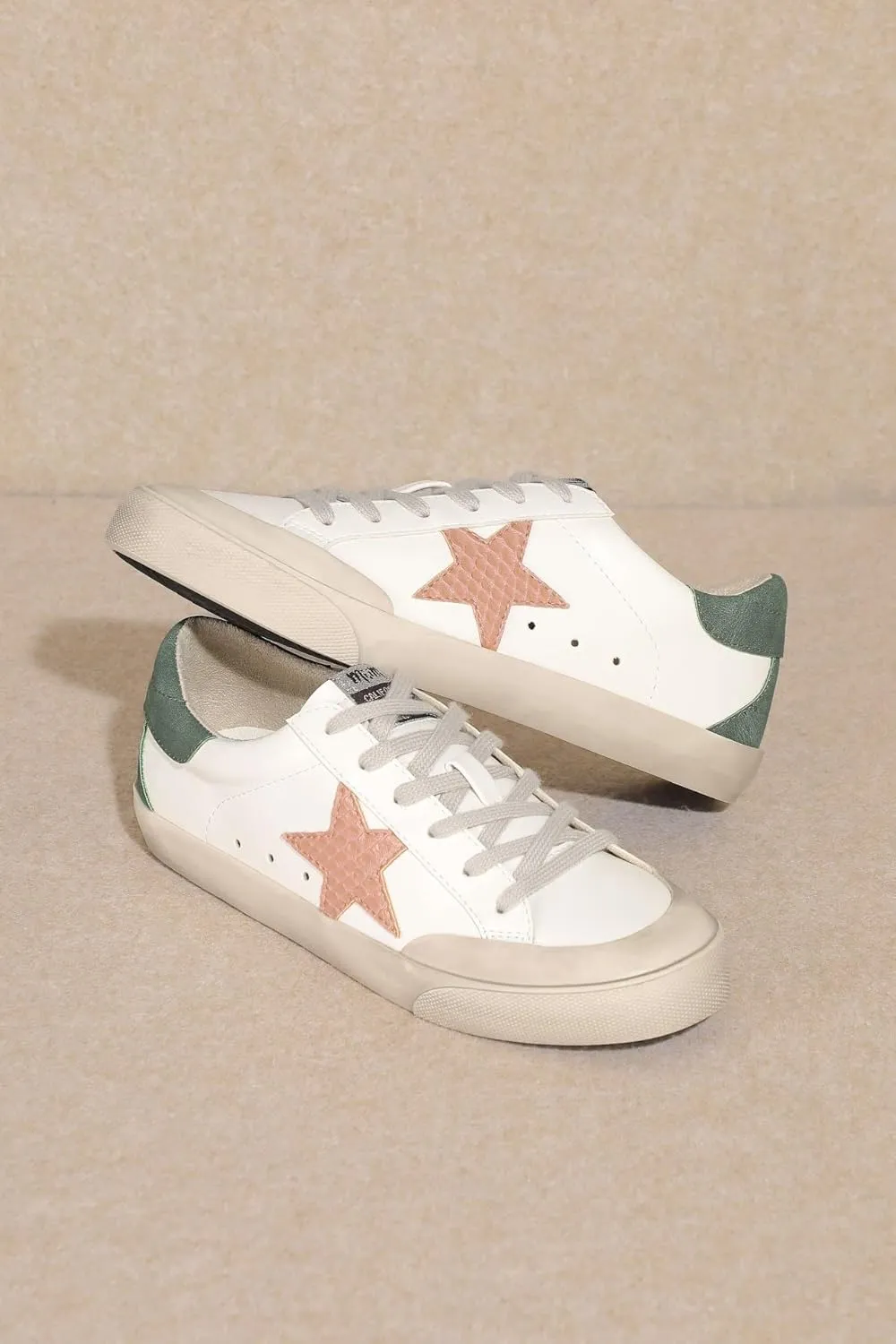 Mi.iM Sadie Rubber Sole Lace-up Leather Star Sneakers