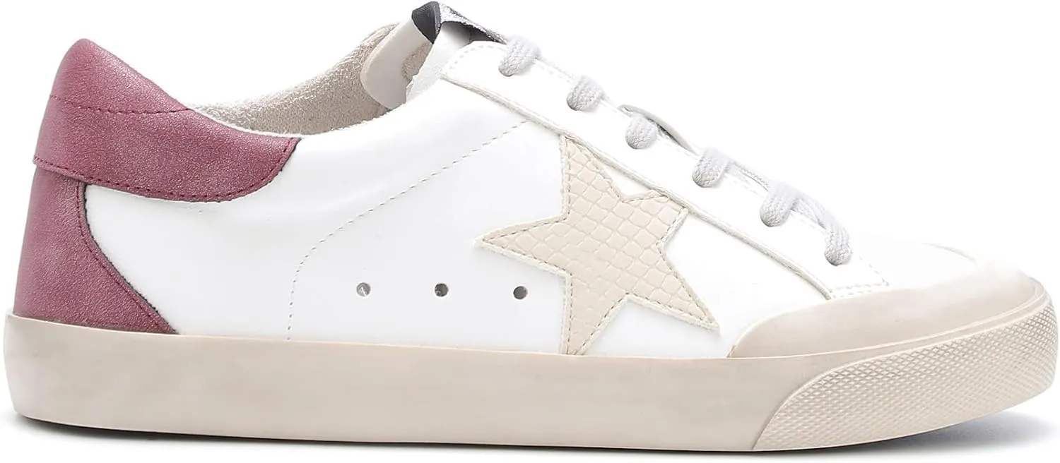 Mi.iM Sadie Rubber Sole Lace-up Leather Star Sneakers