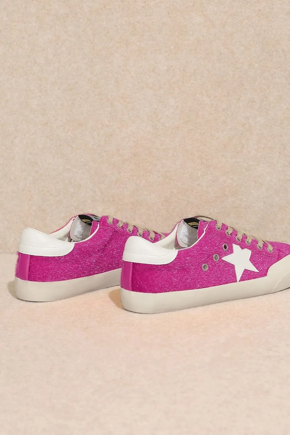 Mi.iM Sadie Rubber Sole Lace-up Leather Star Sneakers