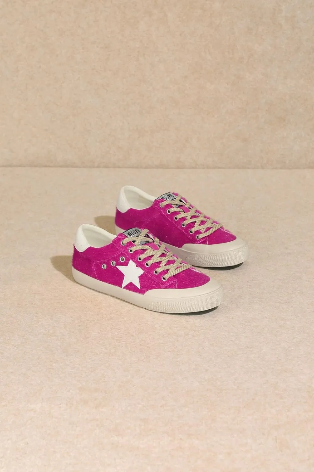 Mi.iM Sadie Rubber Sole Lace-up Leather Star Sneakers
