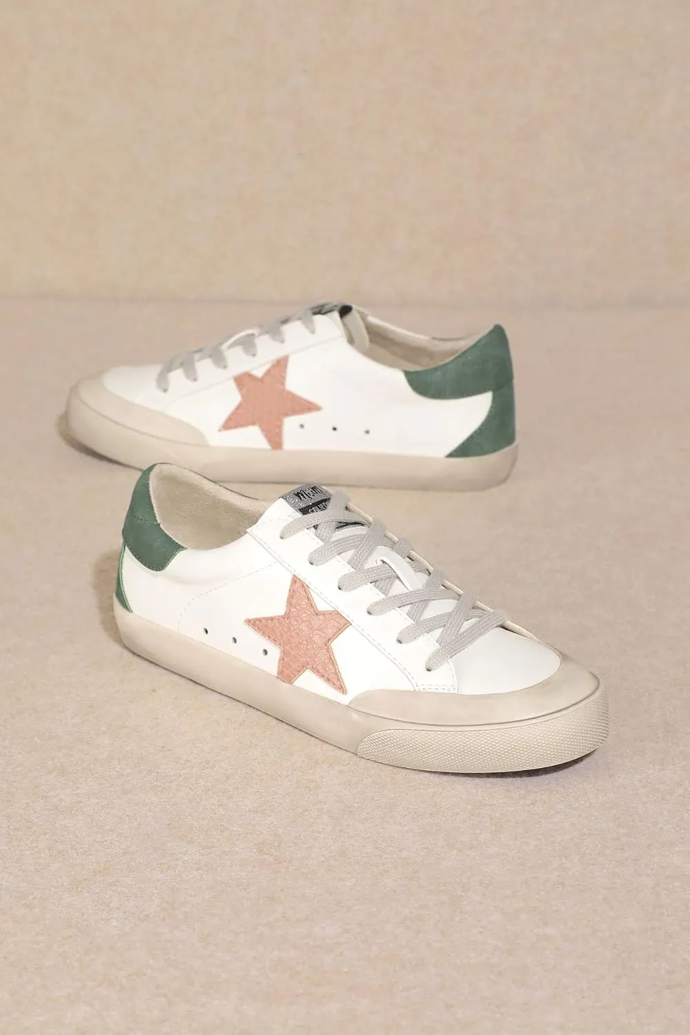 Mi.iM Sadie Rubber Sole Lace-up Leather Star Sneakers