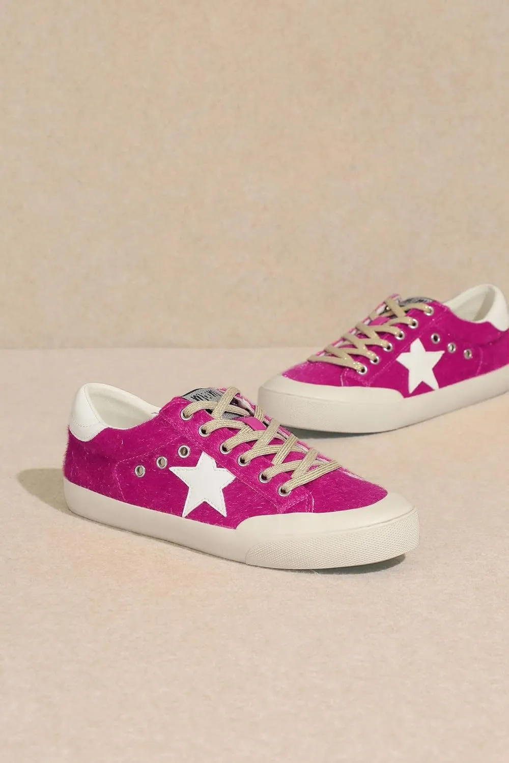 Mi.iM Sadie Rubber Sole Lace-up Leather Star Sneakers