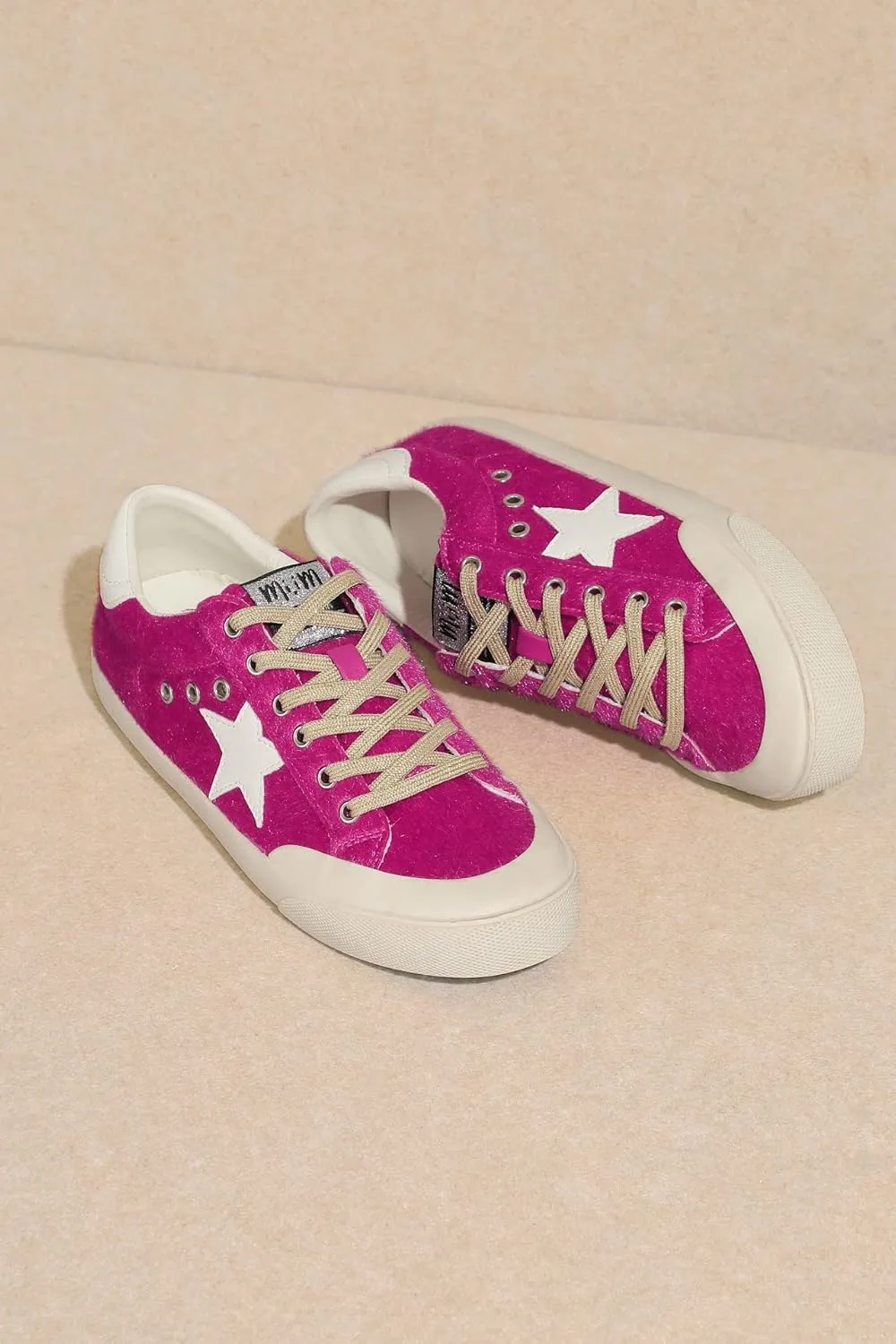 Mi.iM Sadie Rubber Sole Lace-up Leather Star Sneakers