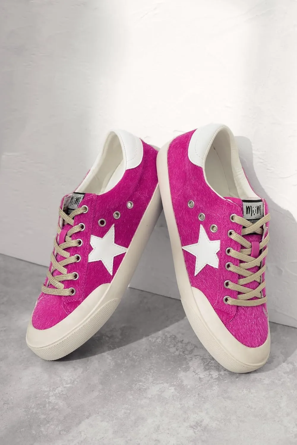 Mi.iM Sadie Rubber Sole Lace-up Leather Star Sneakers